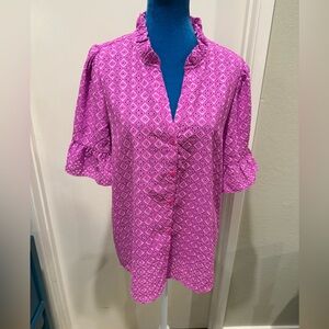 NWOT - Lilly Pulitzer Calynn Pink Diamond Eyelet Blouse